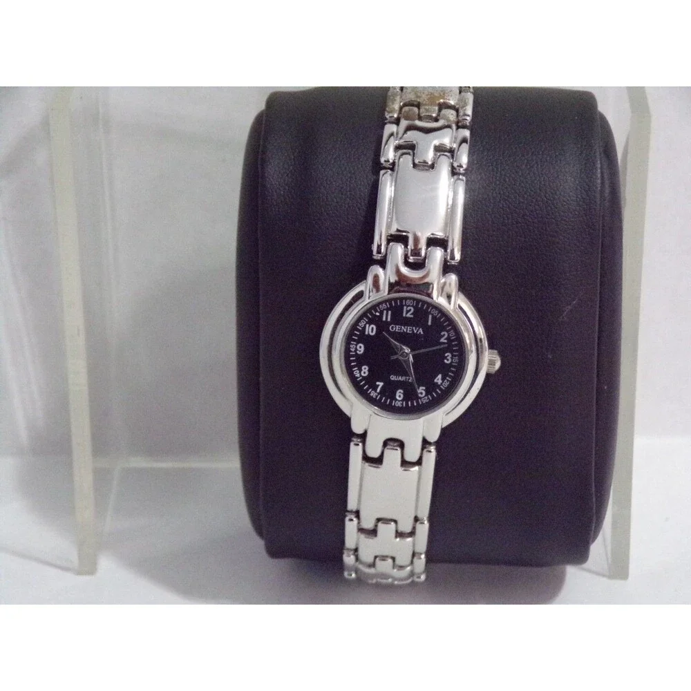 Geneva His & Her's Wristwatches Quartz Silver & Black Face Bracelet with Clasp
